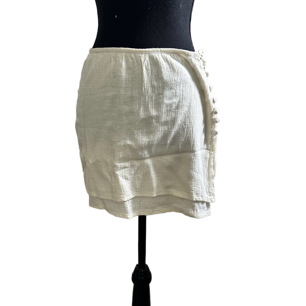 Savannah Morrow Cream Organic Cotton Mini Skirt, size XS/S